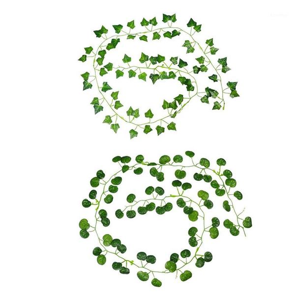 

2pcs 2m long artificial plants green ivy leaves artificial grape vine fake foliage leaves - per section & begonia1