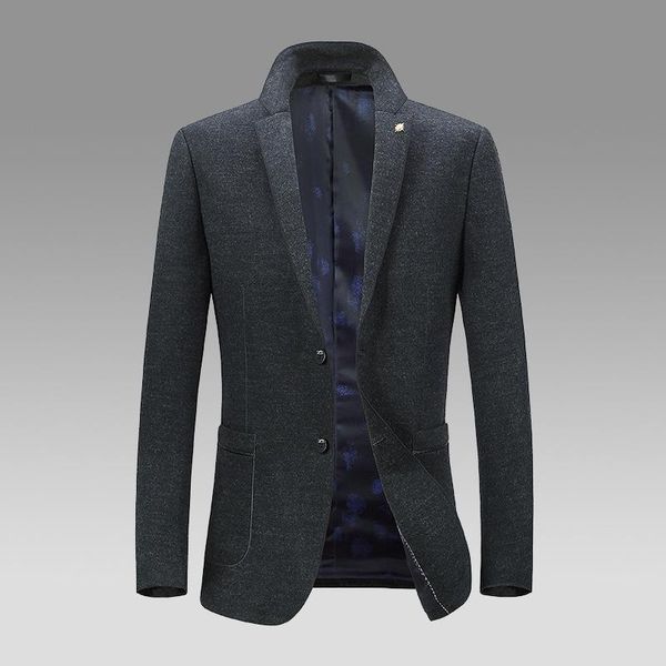 

autumn and winter new woolen coat men's slim fitting fabric men's casual suit business woollen suit coat, Black