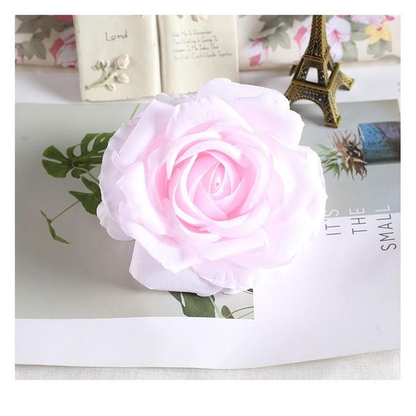 

30pcs/lot 13cm large artificial white rose silk flower heads diy wedding decoration wreath scrapbooking craft fake jllnny