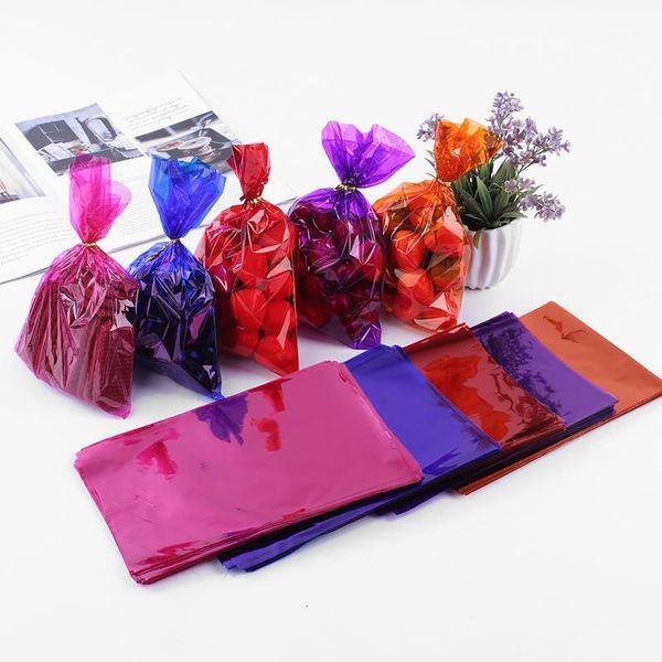 

gift wrap 100 pcs/pack cellophane packaging bag color flat pocket biscuit bag1