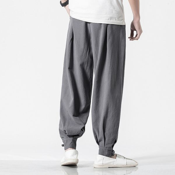

uvsj1 harlem style casual leggings leggings spring cotton hemp men's small legged fashion brand loose casual pants chinese men pants me, Blue