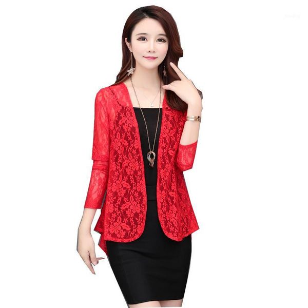 

summer fashion women cardigan crochet shrug long sleeve lace hollow out chiffon cape cardigan shurg thin coat sunproof blouse1, White