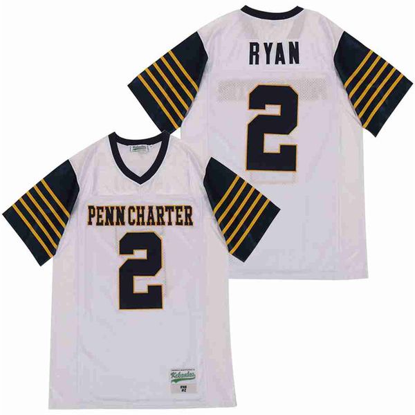 

high football william penn charter high school 2 matt ryan jersey stitched and embroidery team away white breathable pure cotton quality, Black