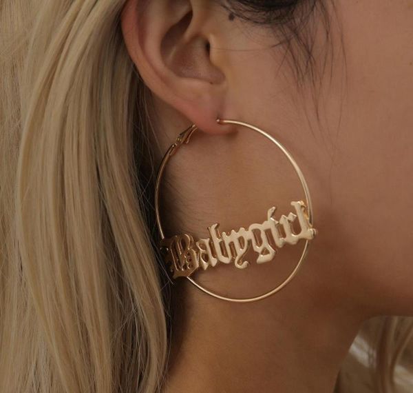 

для ювелирных изделий babygirl серьги геометрические серьги панк-петля женщины заявление письмо обруч преувеличенный 2020 большой круглый кр, Silver