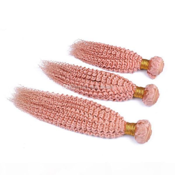 

rose glod peruvian kinky curly virgin hair bundles rose pink afro kinky hair weaves virgin hair 3pcs lot for sale, Black
