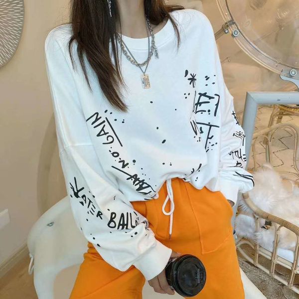 

2020 autumn fashion loose printed long sleeve first love 2020 autumn fashion women's loose sweaterprinted sweater long sleeve first lov, Black