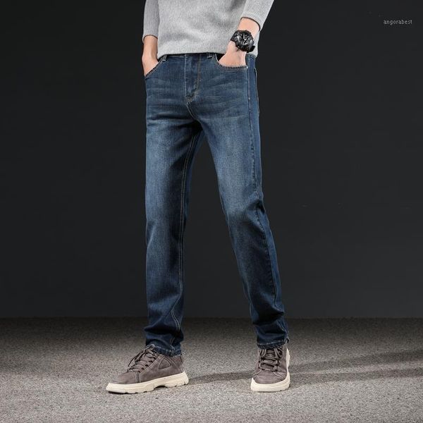 

autumn winter men's jeans business fashion straight regular retro blue thick stretch denim trousers classic men size 28-40,p3361