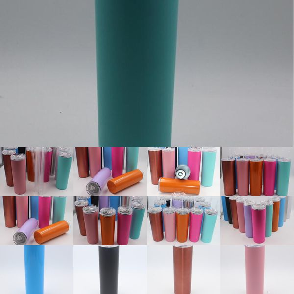

20oz stainless steel skinny tumbler vacuum insulated straight cup beer coffee mug glasses with lids straws mugs 7 n8uuk