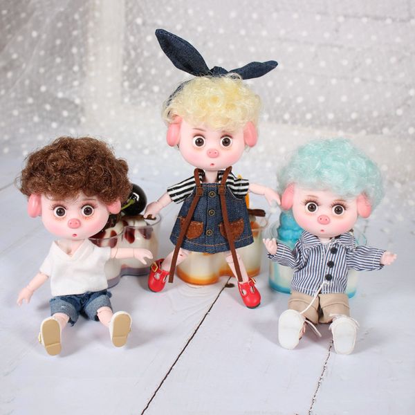 

1/12 bjd dolls 26 ball joint body 15cm mini doll lucky pig ob11 dbs doll with equipment shoes makeup set gift toy 1011