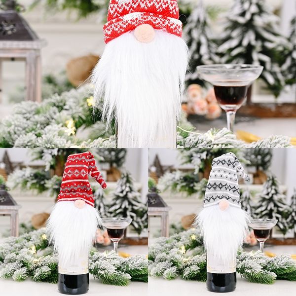 

xxgnm faceless champagne cap knitting hat forest old man wine bottle cover huacen baby red wine and decoration bottle cap decoration urejp