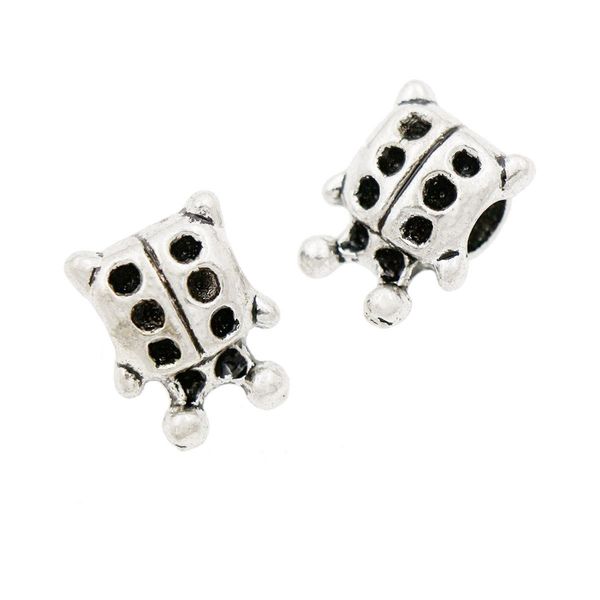 Liga diamante-set Joaninha Bead Big Hole Beads Fit Charme Europeu Pulseira Mic 11x13.5x7 mm Tibetan Silver Dangle L1325 30 pcs / lote