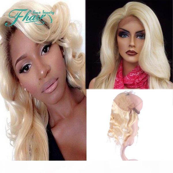 

blonde ombre 360 band lace frontal closure indian human hair full lace frontals body wave 360 lace band frontal dhl, Black;brown
