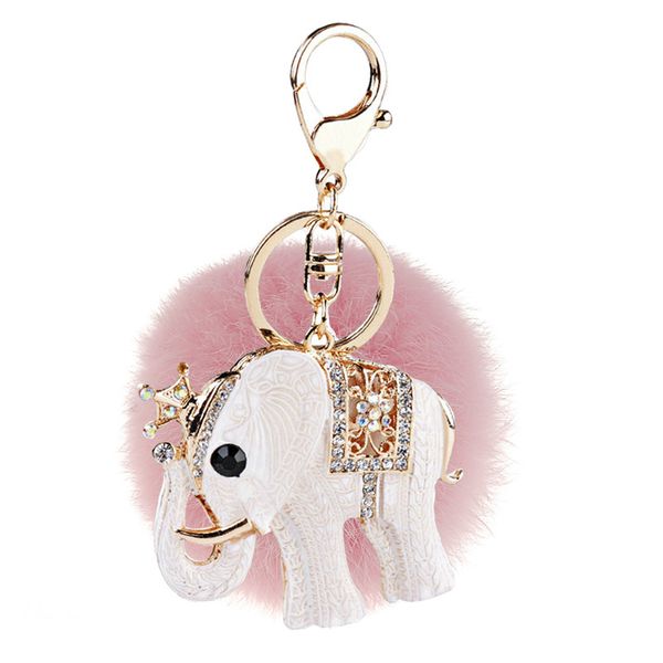 

fashion animal series keychain cute elephant suitcase accessories red transparent water drop craft rhinestone small gift set, Silver