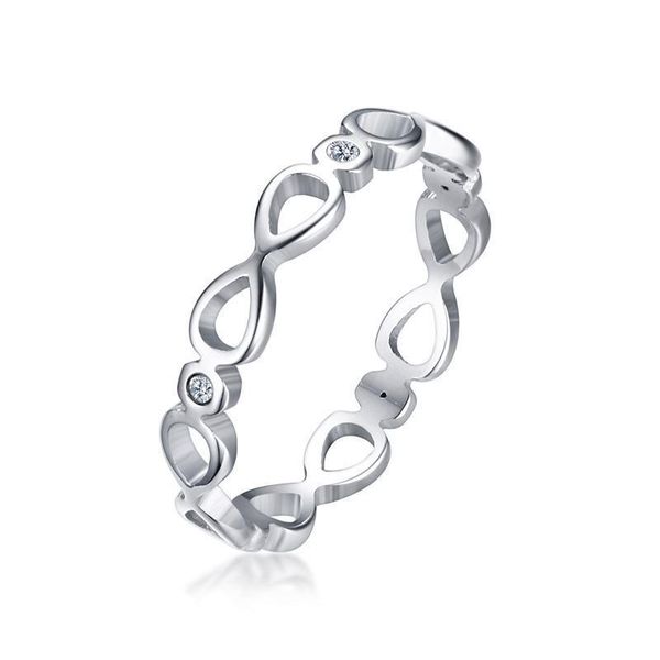 

women's modern infinitys design love ring with cz woman wedding band rings stainless steel female decorate jewelry accessories, Slivery;golden