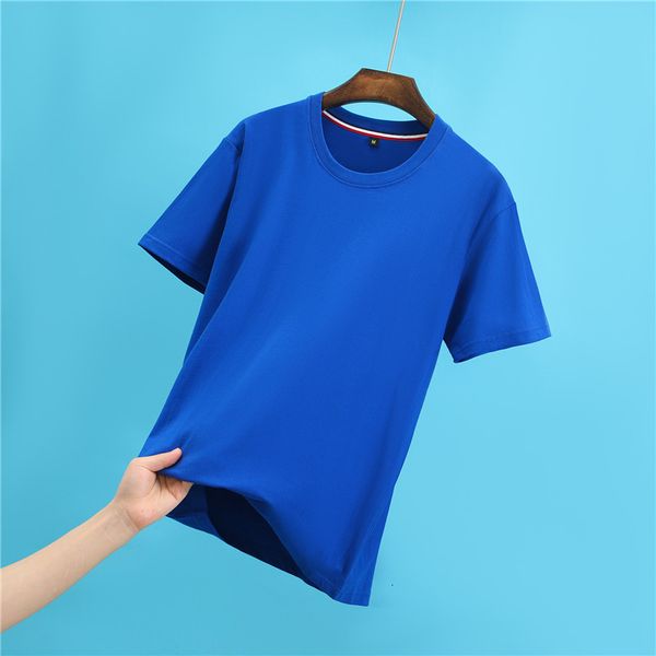 

youth collarless cotton slim summer solid casual men's 220g color striped collar round neck short sleeve t-shirt, White;black
