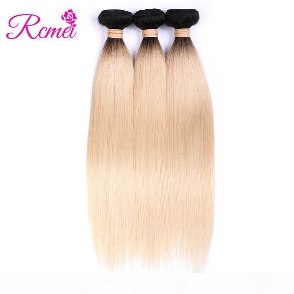 

brazilian ombre 1b 613 blonde wave bundles 3 bundles deal remy straight hair ombre 613 hair weaves 10-26 inch hair extension rcmei, Black