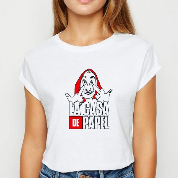

la casa de papel tshirt cool creative printing spring summer t shirt harajuku white tees oversize o-collar t-shirt female