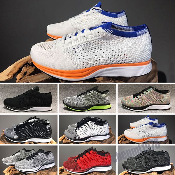 

fly racer trainer knit black white gray sports men and women summer sports casual sports athletic shoes light comfortbale sneakers 36-45 c19