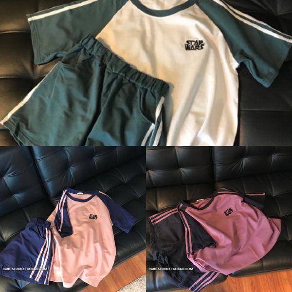 

p0yrd super popular cec suit women's summer internet celebrity ins short-sleeved loose shorts student trendy sports leisure two-piece s, Gray