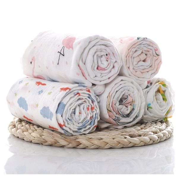 

120cm*110cm baby swaddle blanket cotton muslin soft newborn blankets bath towel gauze infant kids wrap sleepsack stroller cover y201009