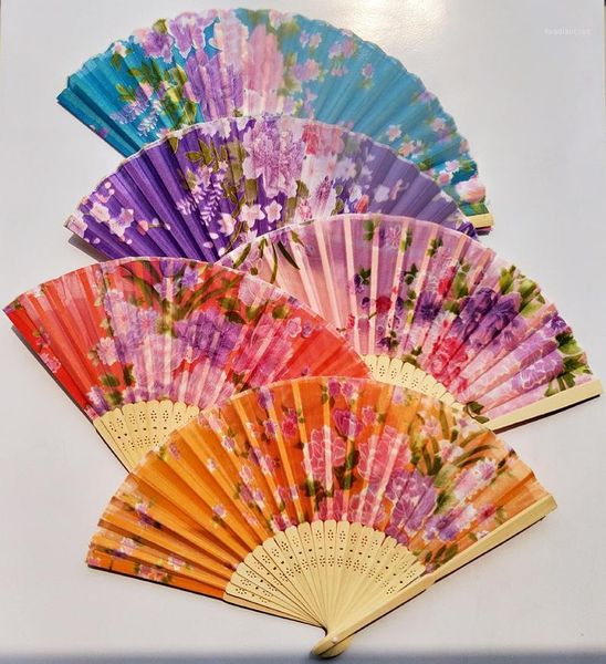 

party favor chinese japanese folding fan hand hold flower cherry blossom pocket women summer art craft gift1