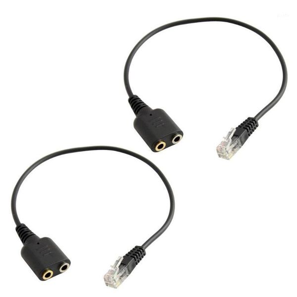 

2x rj9 to 2 port 3.5mm female jack headset adapter cable for telephone headset to1