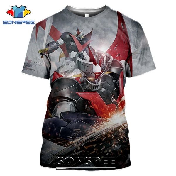 

japanese mazinger z classic anime robot homme 3d print shirts comics kawaii oversized men clothing