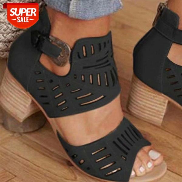 

mcckle women sandals high heel gladiator buckle strap fashion shoes woman sandalias mujer 2020 summer ladies plus size 35-43 #6d2q, Black