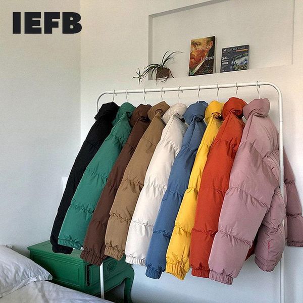

iefb / jackets for men korean stylr winter colorful cotton padded bubble coat 2020 big size streetwear hip hop parka clothes, Black