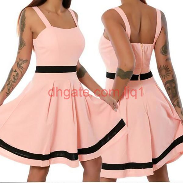 

summer dress women women's dresses sleeveless solid color mini causal holiday beach causal vintage dress for women, Black;gray