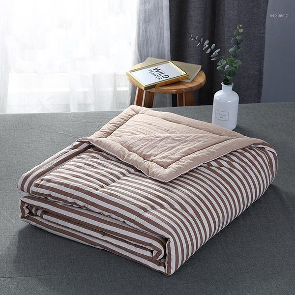 

comforters & sets kawaii comforter set summer washed cotton beddingset quilt soft breathable blanket thin stripe plaid 150*200cm1