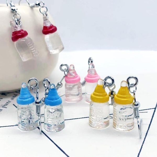 

new fashion cute lovely transparent baby milk bottle dangle earrings handmade for women lady summer jewelry, Silver