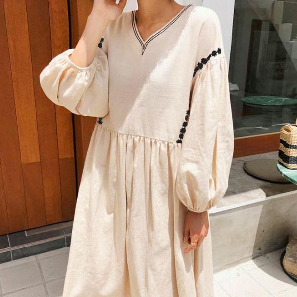 

2020 summer new ladies bohemian round retro lantern flower sleeve banquet long holiday dress female lj201203, White;black