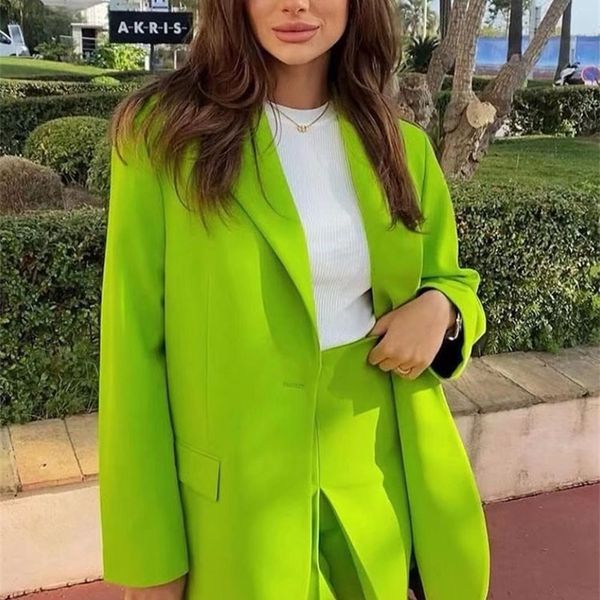

tfmln 2pc solid blazer suit long sleeve single button coats+ zipper shorts sets high waist office lady outwear 220315, White