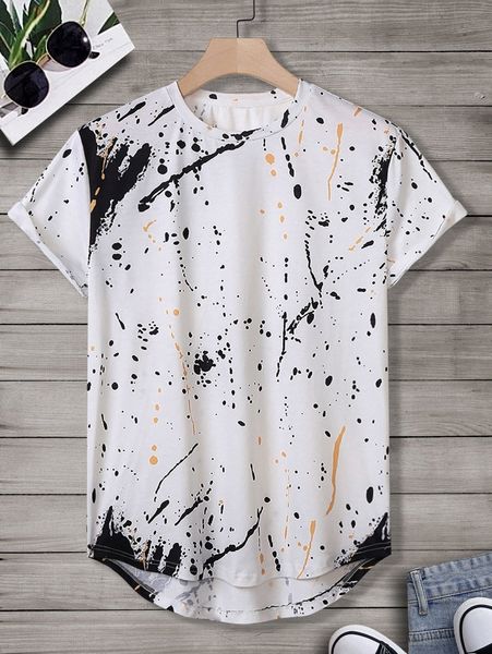 

men splash ink high low tee v6qb#, White;black