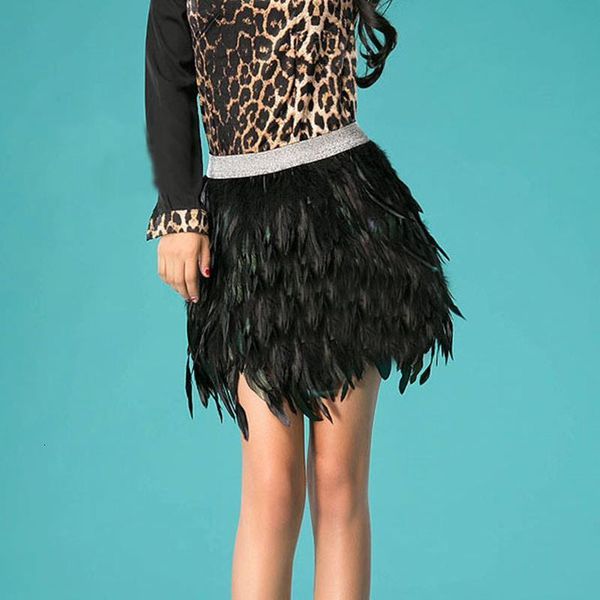 

women feather skirt elastic waist high street mini skirt new gradient color evening party skirts black purple plus size 2xl