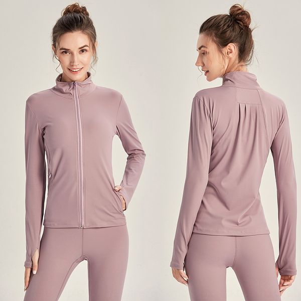 

yoga sports leisure fitness zipper jacket mesh long sleeve lapel women's high elastic tight tight fast dry zipperjacket zipperrunnin, Gray