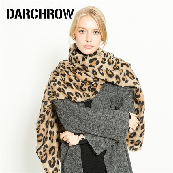 

darchrow leopard printed scarf women winter blanket scarf warm soft cashmere thicken shawls scarves for women lady y200103, Blue;gray