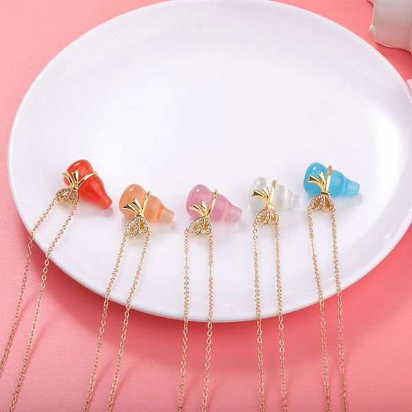

opal gourd necklace new pendant blue white transparent chain choker women simple zircon design jewelry, Silver