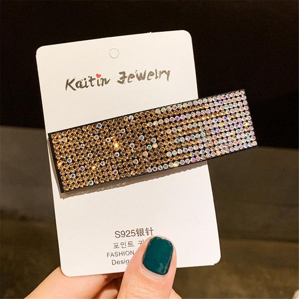 

1pc bling crystal hairpins women rhinestone rectangle snap barrettes stick hair clips comb pins headwear hair accessories swy bbydlz