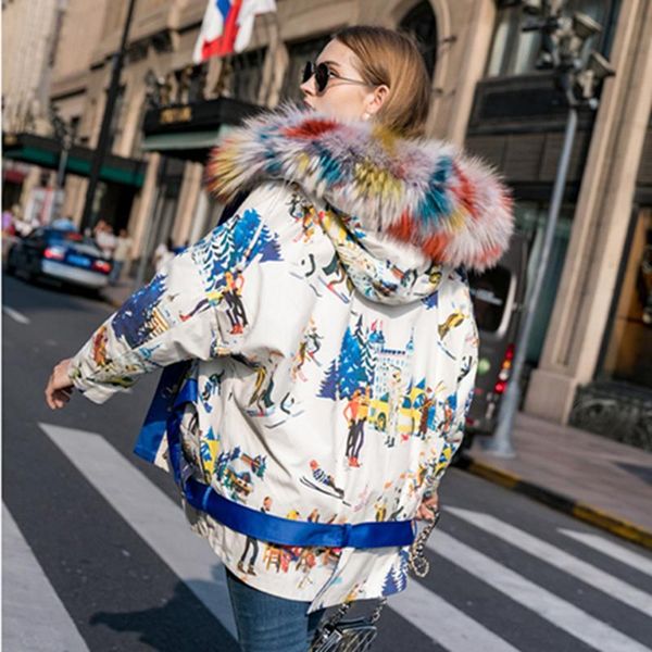 

women's fur & faux spring fashion woman warm thicken zipper hooded turn-down collar pockets loose coat female real leather cy665, Black