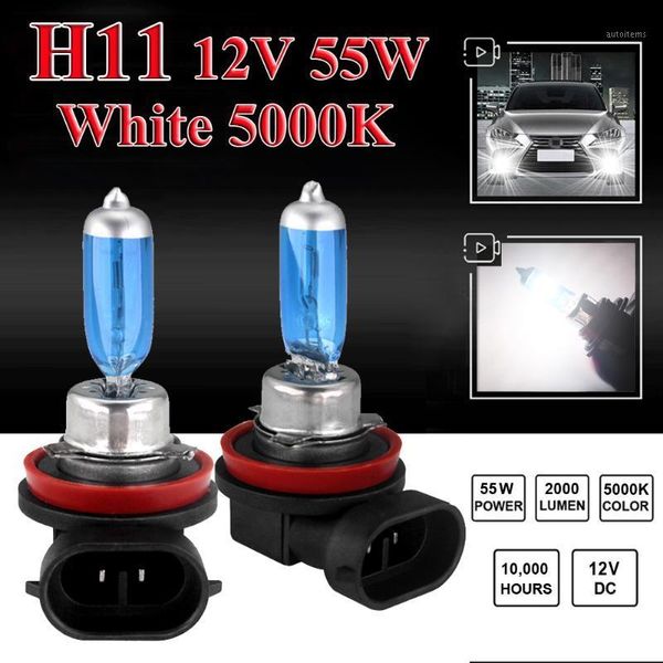 

2pcs h11 12v 55w halogen lamps bulb for cars xenon white 5000k halogen blue car headlight lamp globes bulbs hid car accessories1