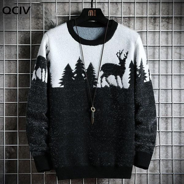 

mens knitted sweater men 2020 autumn winter casual christmas tree deer pullover vintage black slim fit sweaters male, White;black
