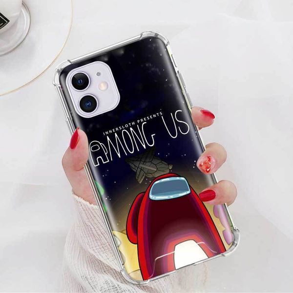 

43fgfor iphone 12 case mini 11 pro max x xs xr 7 8 6 6s plus se 2020 airbag anti fall cover mobile caso game among us