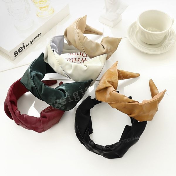 

vintage pu leather bow bezel hairband women hair accessories girls haar headband opaska do wlosow bandeau femme diademas, Slivery;white