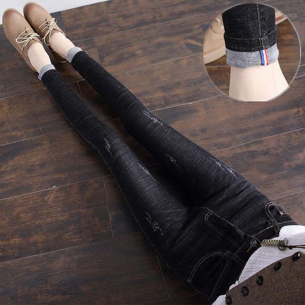 

women's jeans women spring autumn female slim full length pencil pants femme office lady high waist trouser clothing kk01011, Blue