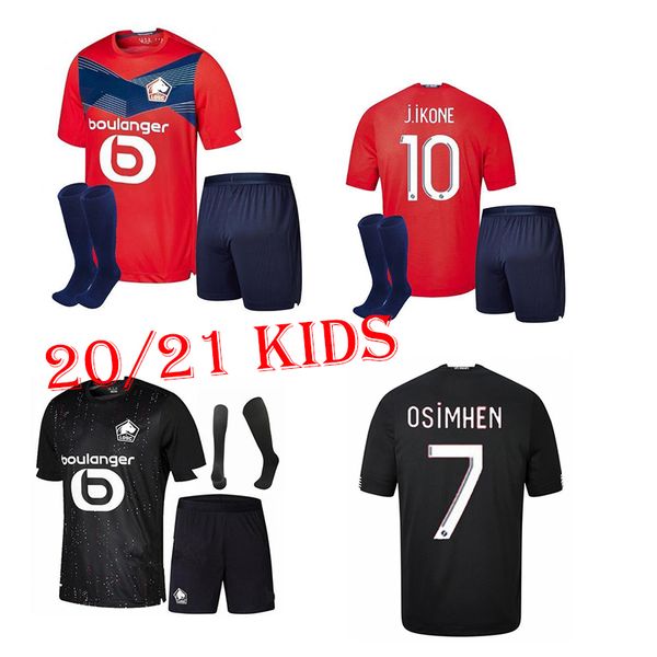 

20 21 losc lille soccer jerseys remy fonte bamba yazici football shirt 2020 2021 lille olympique 75th jikone kids kits uniforms thailand, Black