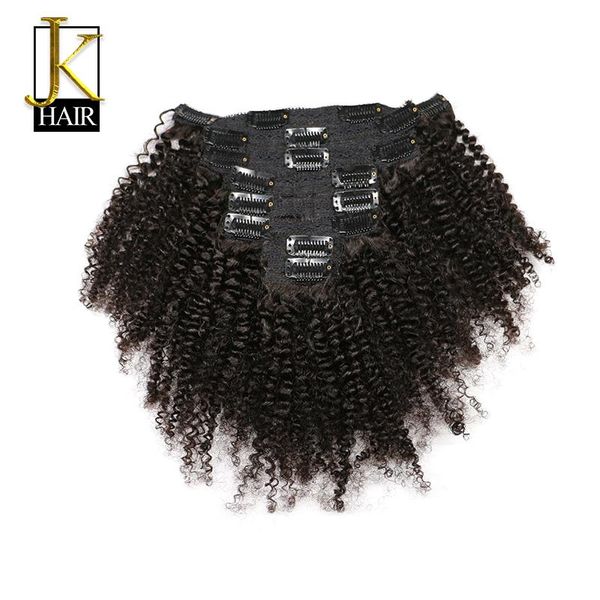 

jk hair mongolian afro kinky curely weave remy clip в наращивании волос в человеческих волосах натуральный цвет полная головка 8шт / набор 1