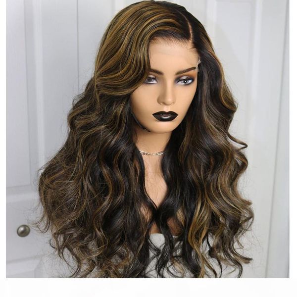

blonde 360 frontal peruvian highlight body wave 13x6 deep part lace front human hair wigs with baby hair glueless full lace wig, Black