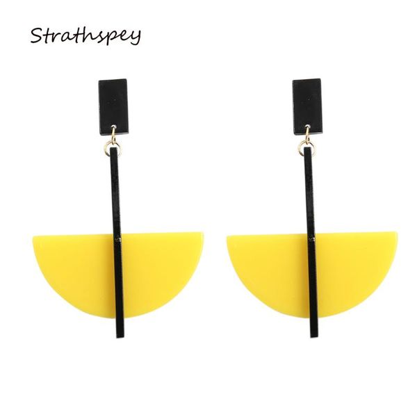 

dangle & chandelier strathspey geometric hanging earrings fashion jewelry female acrylic half cirlce long summer pendant drop earring yellow, Silver